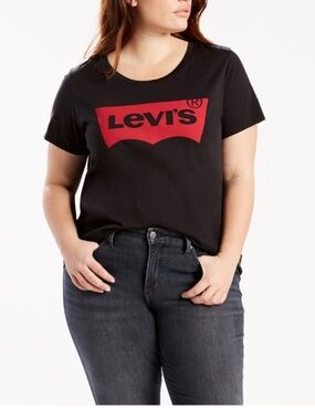 Levi's women's crew neck classic logo graphic t-shirt short sleeve black size 1X